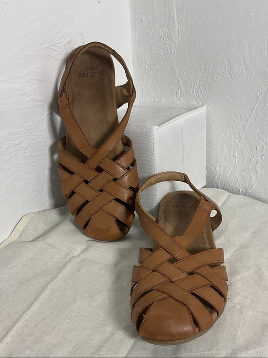 Earth Origins Shoes - Earth Origins Berri Leather Fisherman Sandals 9.5M Tan Huarache Closed Toe Flat